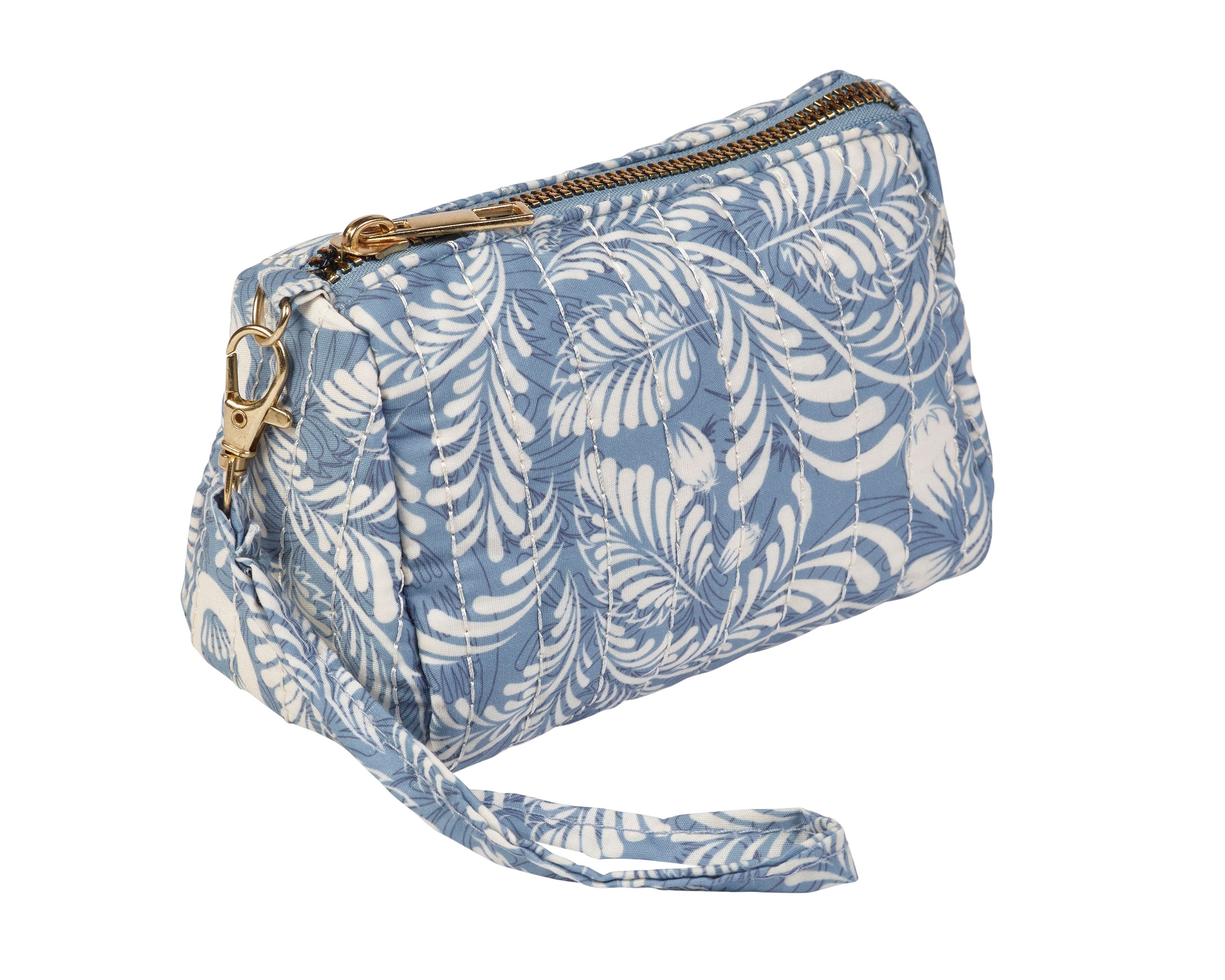 (image for) 2322 Blue Floral Quilted Multi-Use Pouch